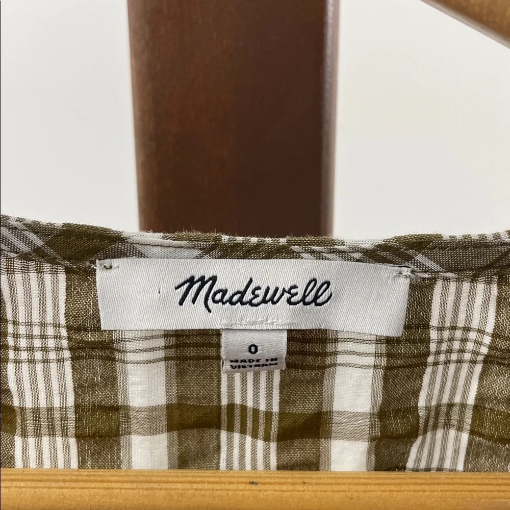 Madewell Westover Top in Sandown Plaid Weathered Olive